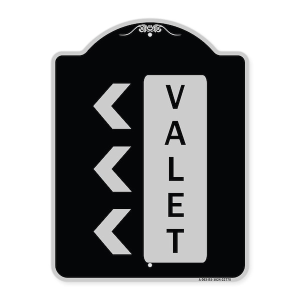 Valet Left Arrow Heavy-Gauge Aluminum Architectural Sign, 24" x 18", BS-1824-22770